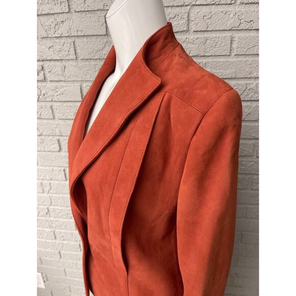 VTG Ode Lamb Suede One Button 2 Piece Skirt Long Sleeve jacket Suit Size S - Picture 7 of 14